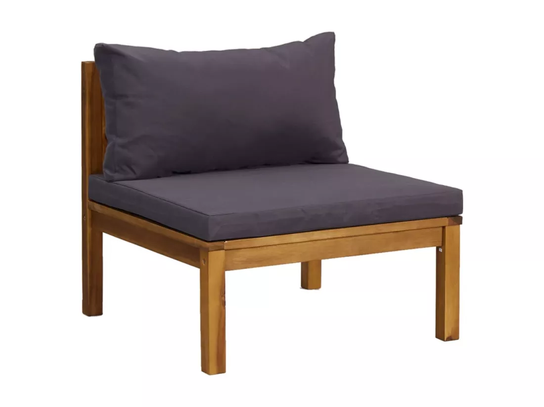 Salon de jardin 6 pièces avec coussin Bois d'acacia solide