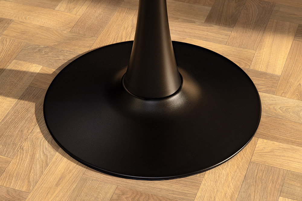 Runder Esstisch LYON 80cm schwarz gold sand Aurora Oro Keramik Bistrotisch Säulenfuß