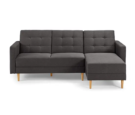 Federkern-Eckschlafsofa mit Stauraumbank
