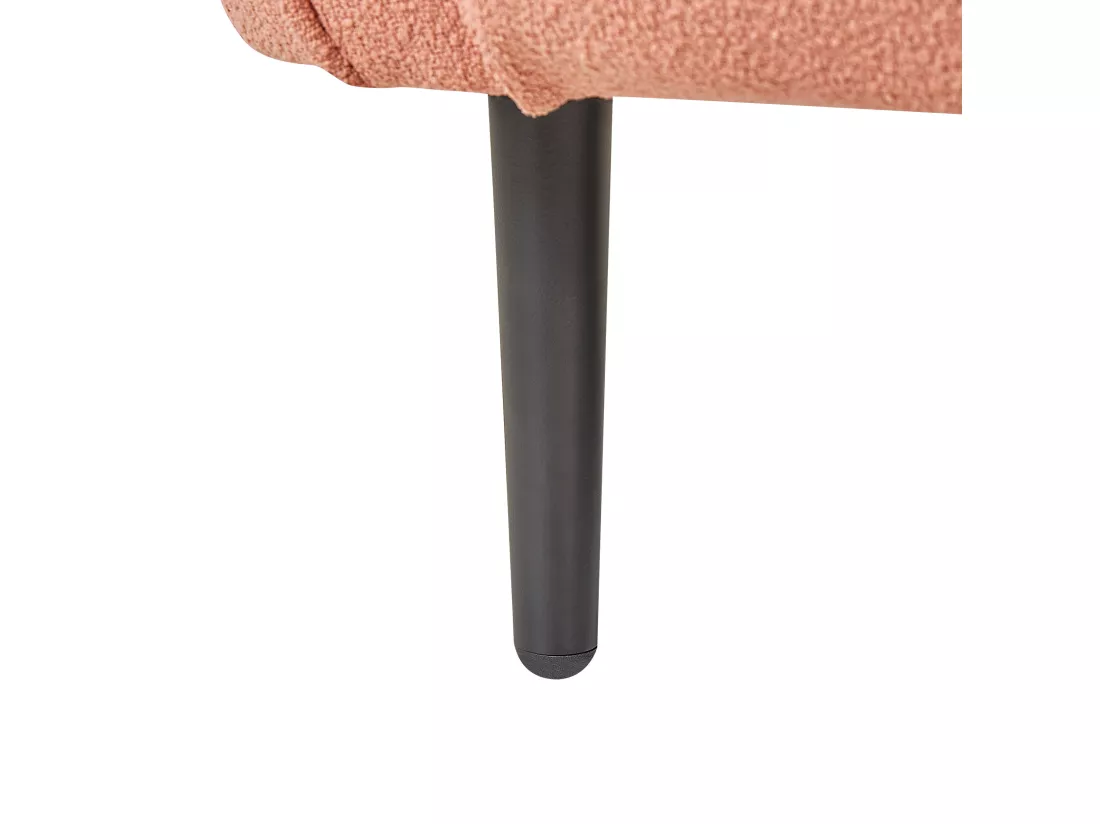Méridienne d'angle à droite en tissu bouclé rose pêche CHEVANNES