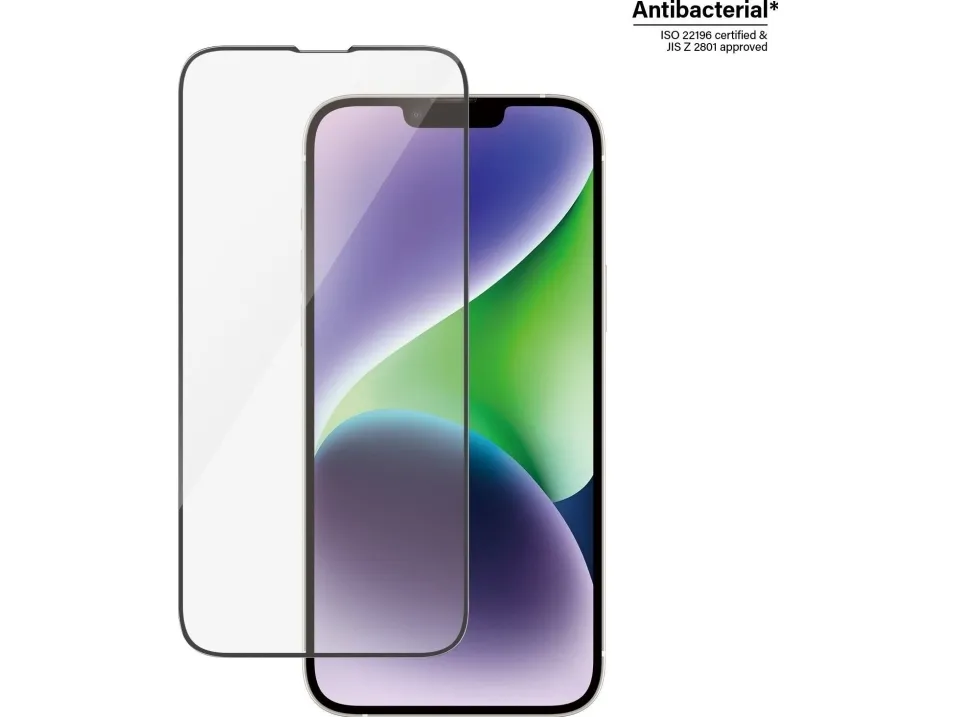 PanzerGlass™ | Antibacterial - Skærmbeskytter for mobiltelefon - Ultra-Wide Fit - rammefarve sort | Apple iPhone 13 Pro Max/14 Plus