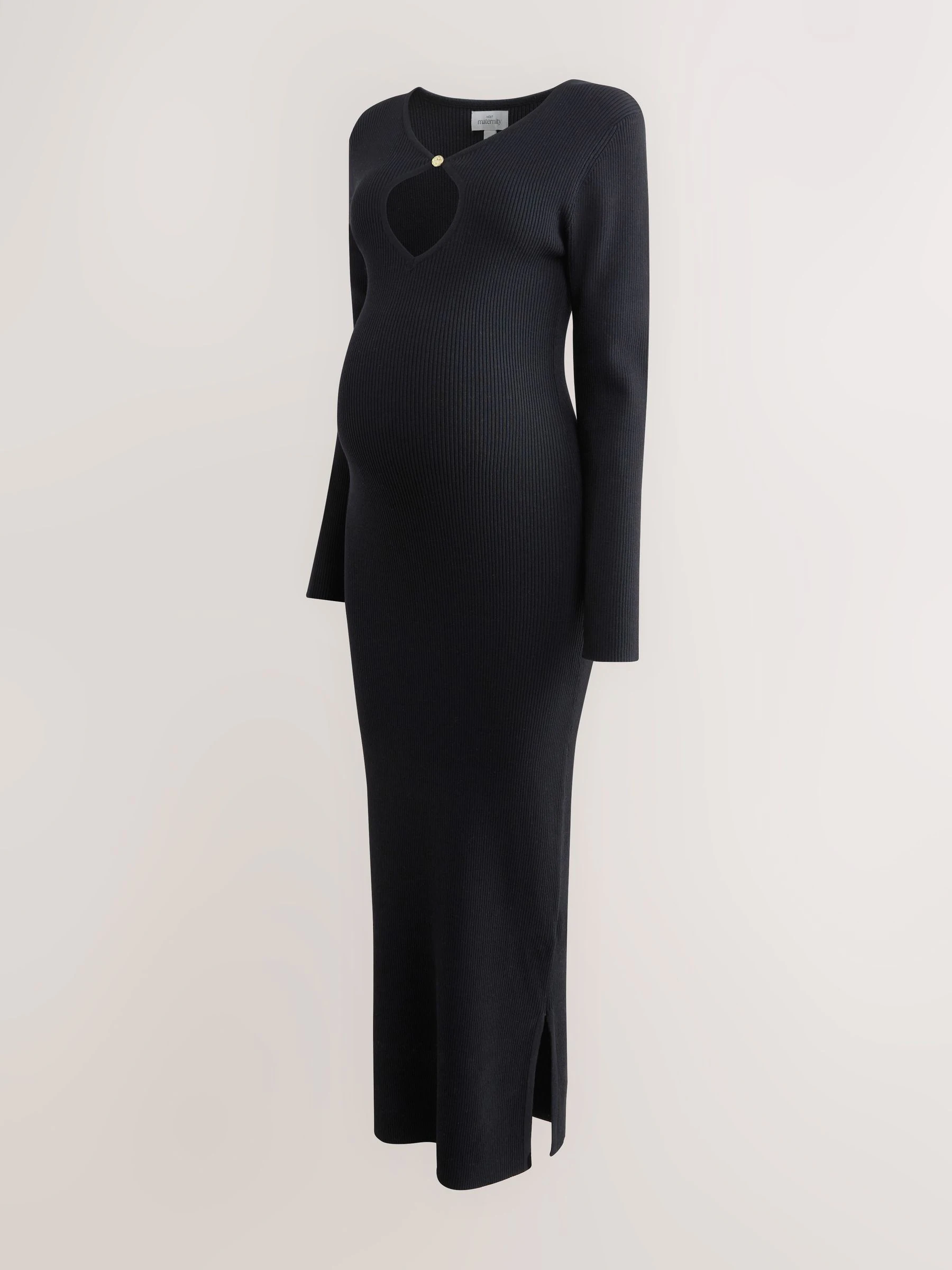 Zwart - Maternity Knitted Keyhole Dress