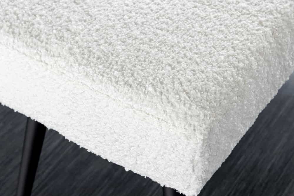 Design Sitzbank BOUTIQUE 100cm weiß Bouclé schwarze Metallbeine Polsterbank