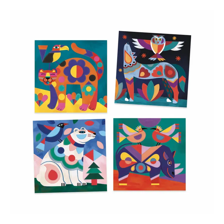 Djeco Cartes à peindre Le bestiaire - Set de 4