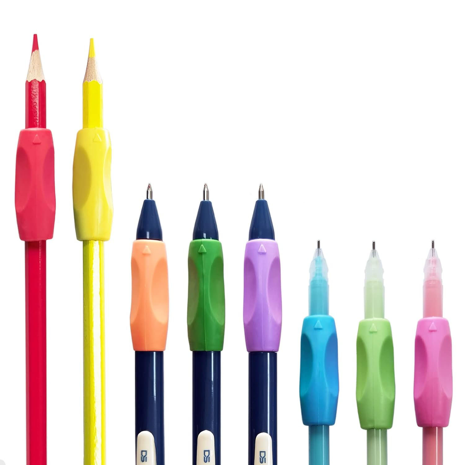 (10er Set) Silikon Schreibhilfe Stift Griff Schreibgeräte Grip für Kinder   Erwachsene - Assortiert
