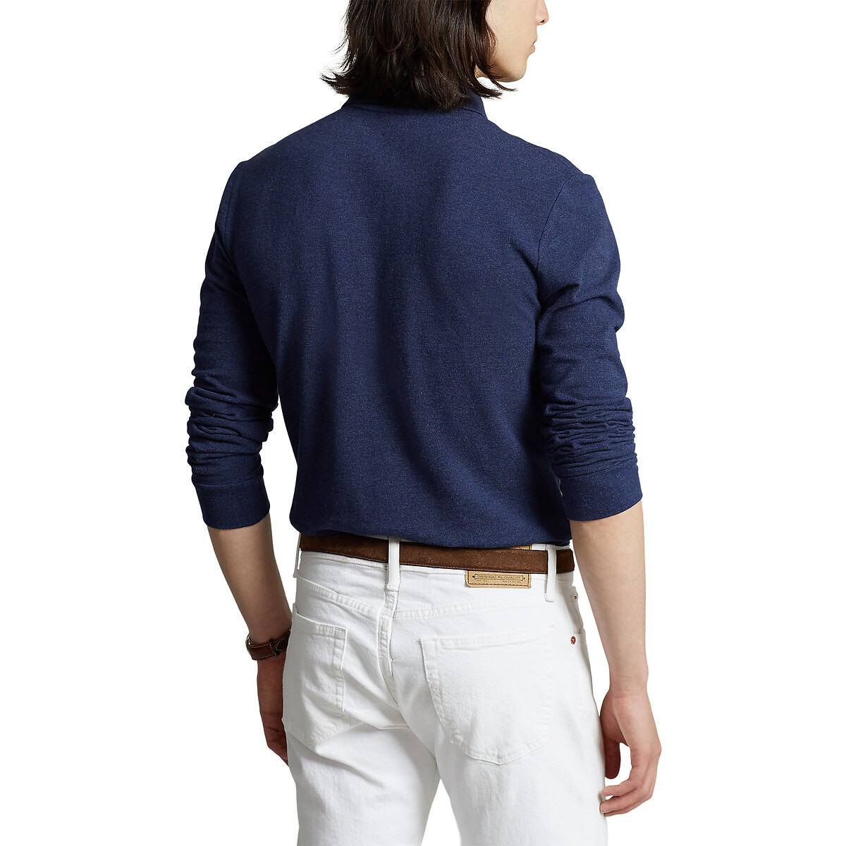 POLO RALPH LAUREN<br>Polo de manga comprida com corte justo em piqué