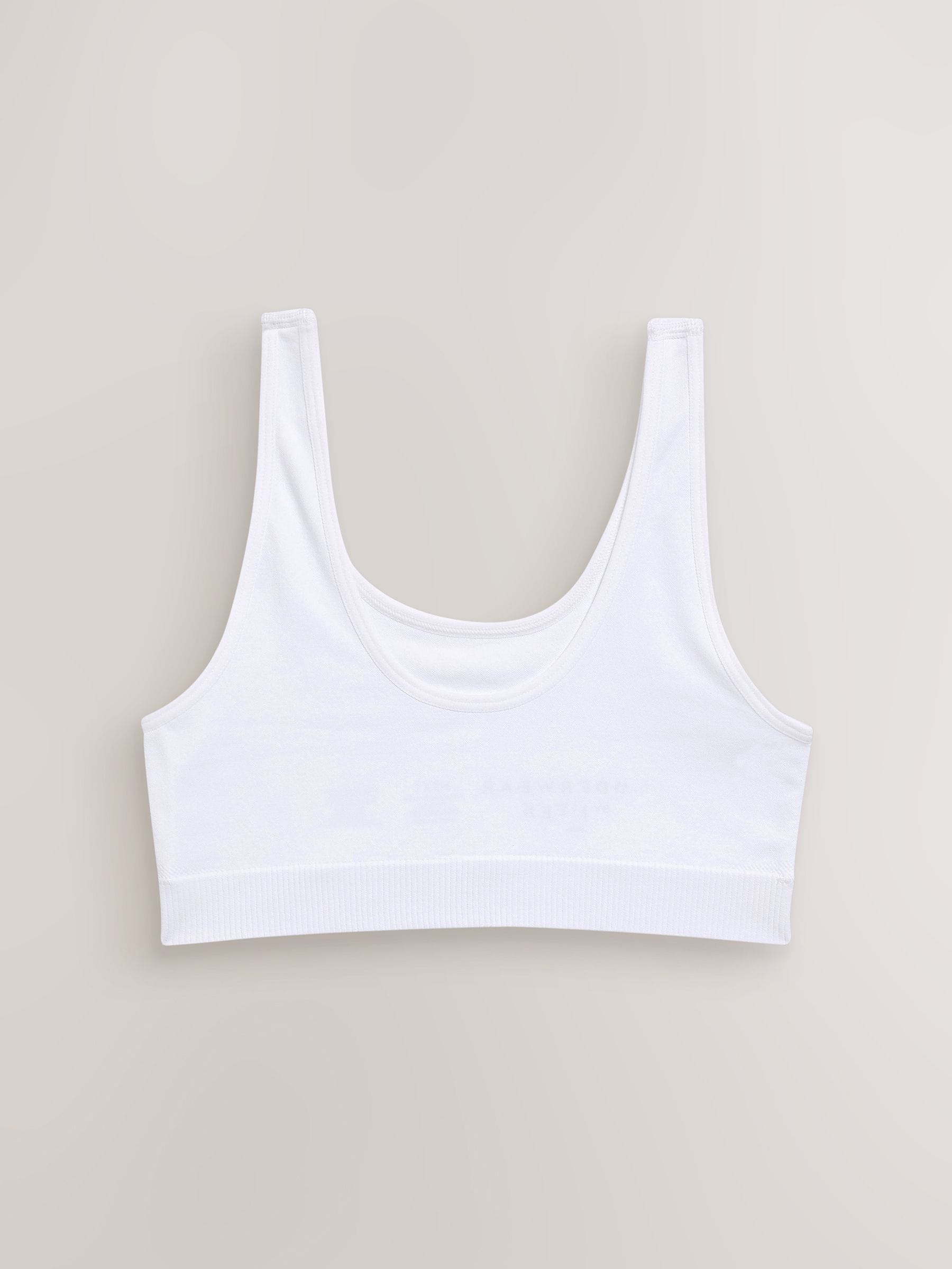 Wit - Set van 2 naadloze crop tops met lage ronde hals (7-16jr)