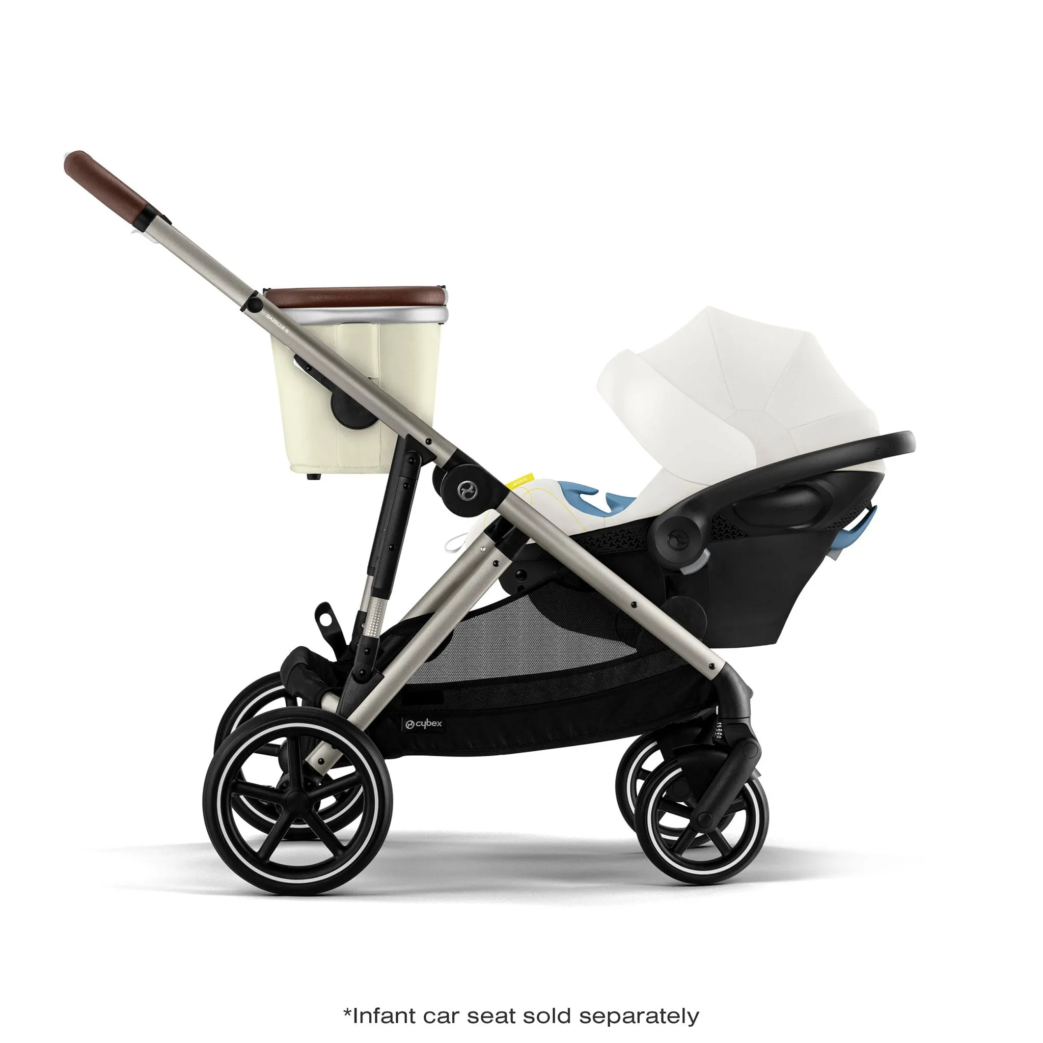 Cybex Poussette Gazelle S 2 – Châssis couleur taupe avec siège Beige Coquillage