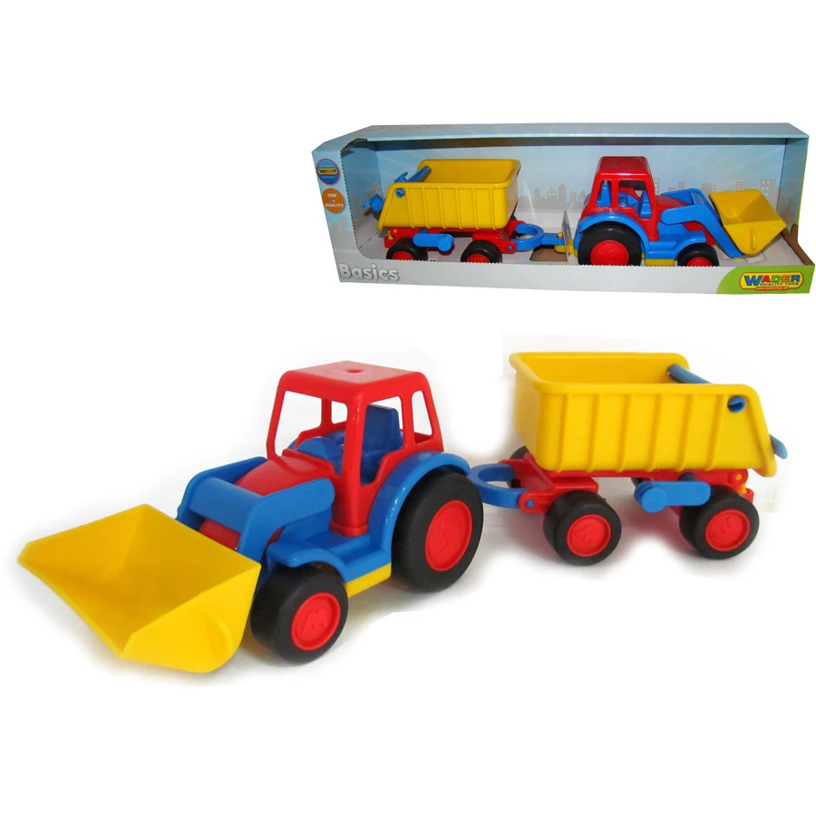 WADER QUALITY TOYS Basics - Traktor mit Schaufel und Anhänger