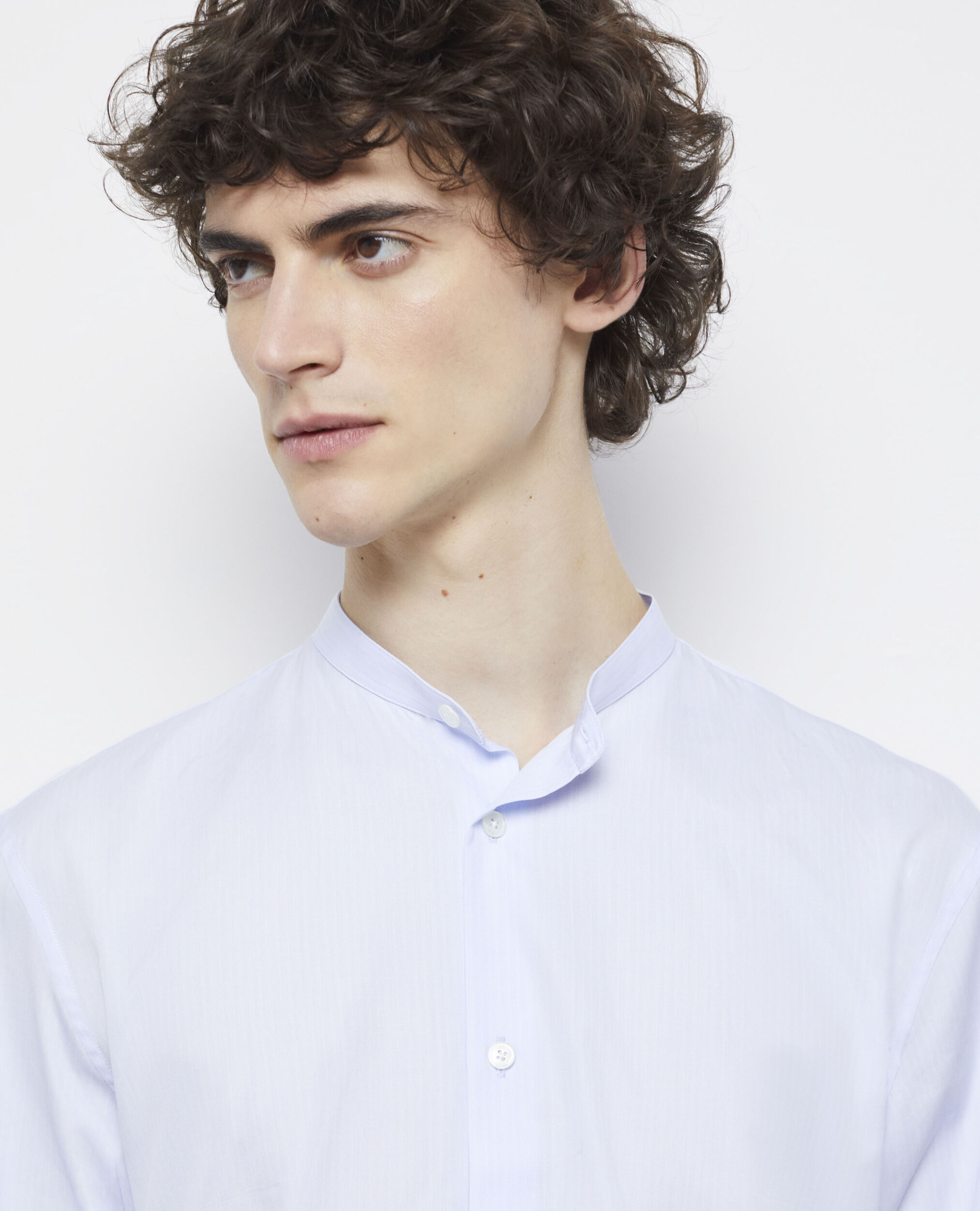 Chemise col officier bleu