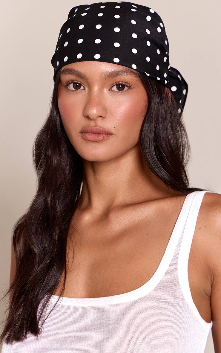 Noir Foulard De Tête À Pois