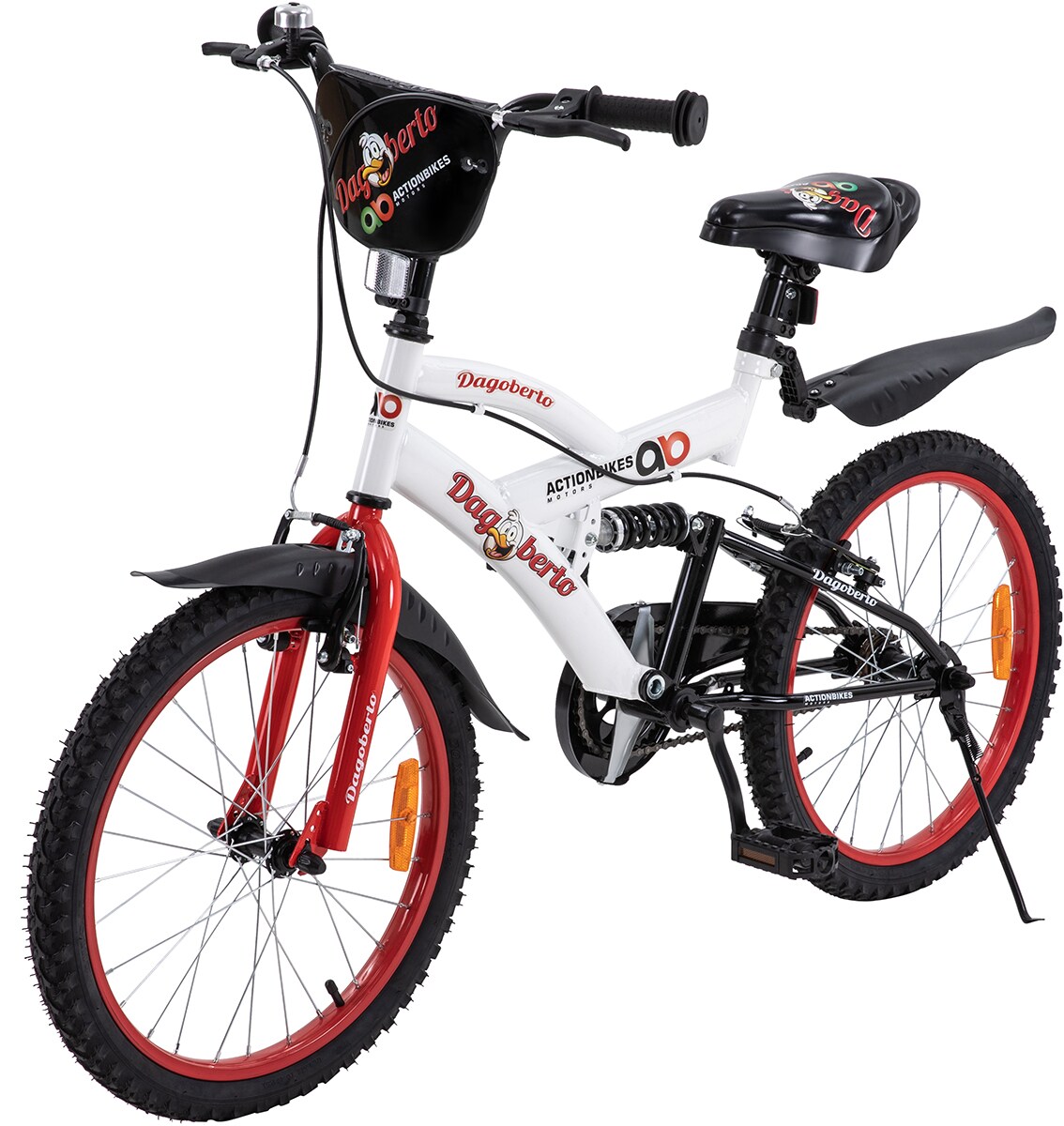Actionbikes Kinderfahrrad Dagoberto 20 Zoll, V-Brake-Bremsen, Federung, Kettenschutz, Fahrradständer