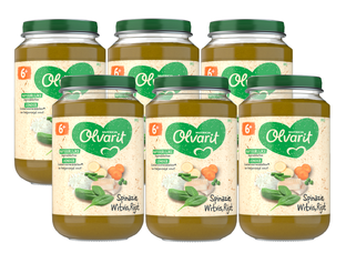 Olvarit 6m  Spinazie Witvis Rijst 200GR