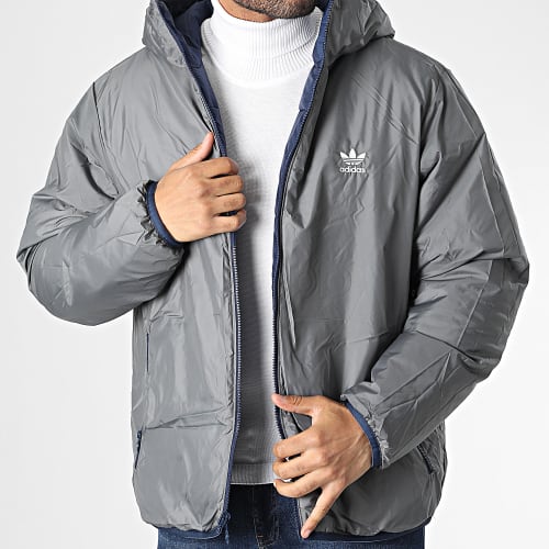 Doudoune Capuche Réversible HM2462 Bleu Marine Gris