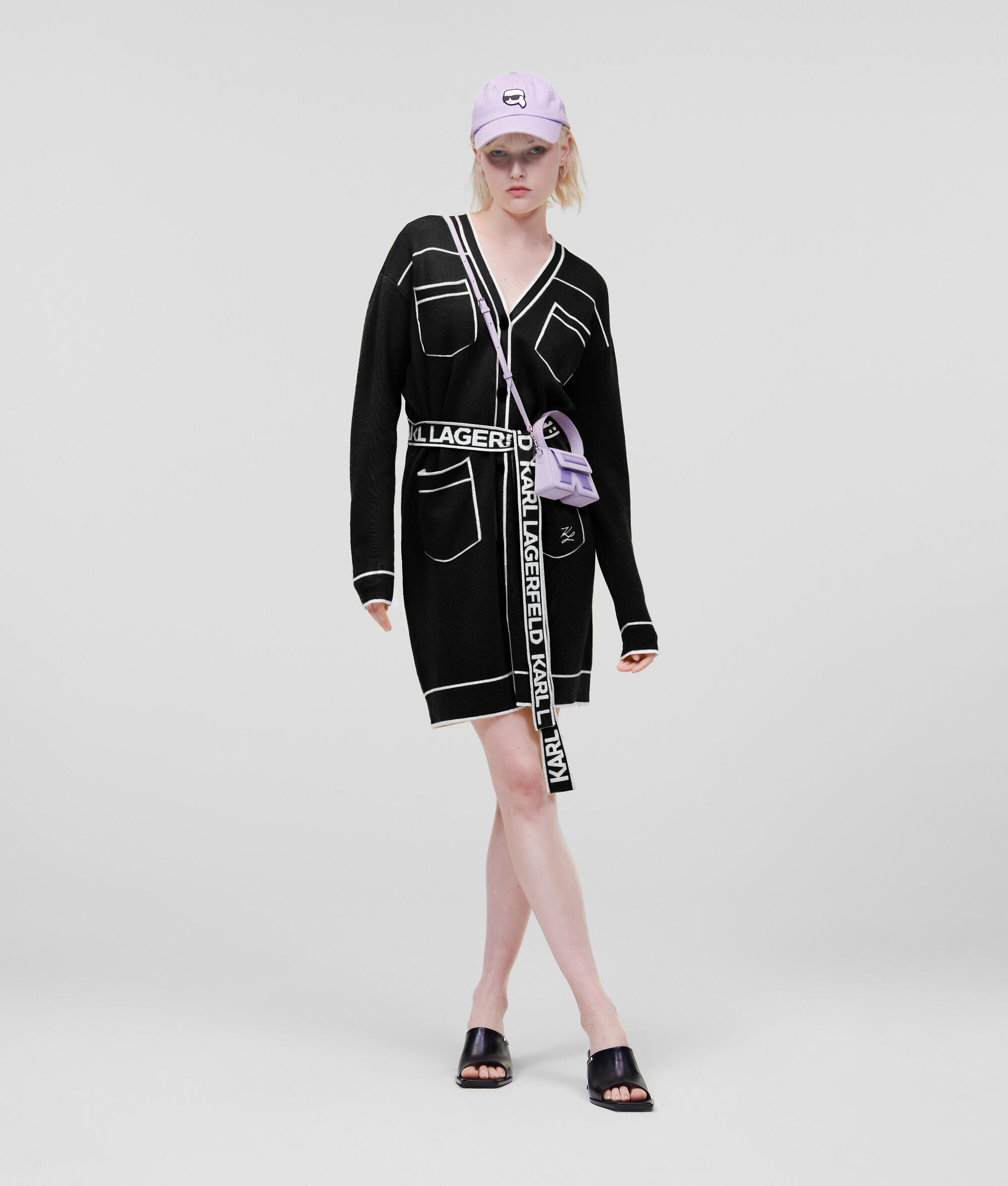CARDIGAN AVEC CEINTURE ORNÉE DU LOGO KARL
