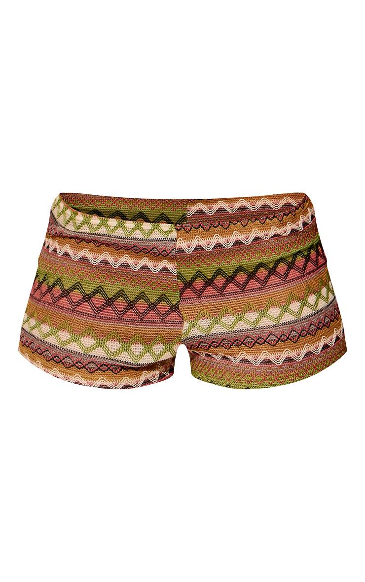 Vert Ensemble Coordonné Hotpant Texturé Aztèque