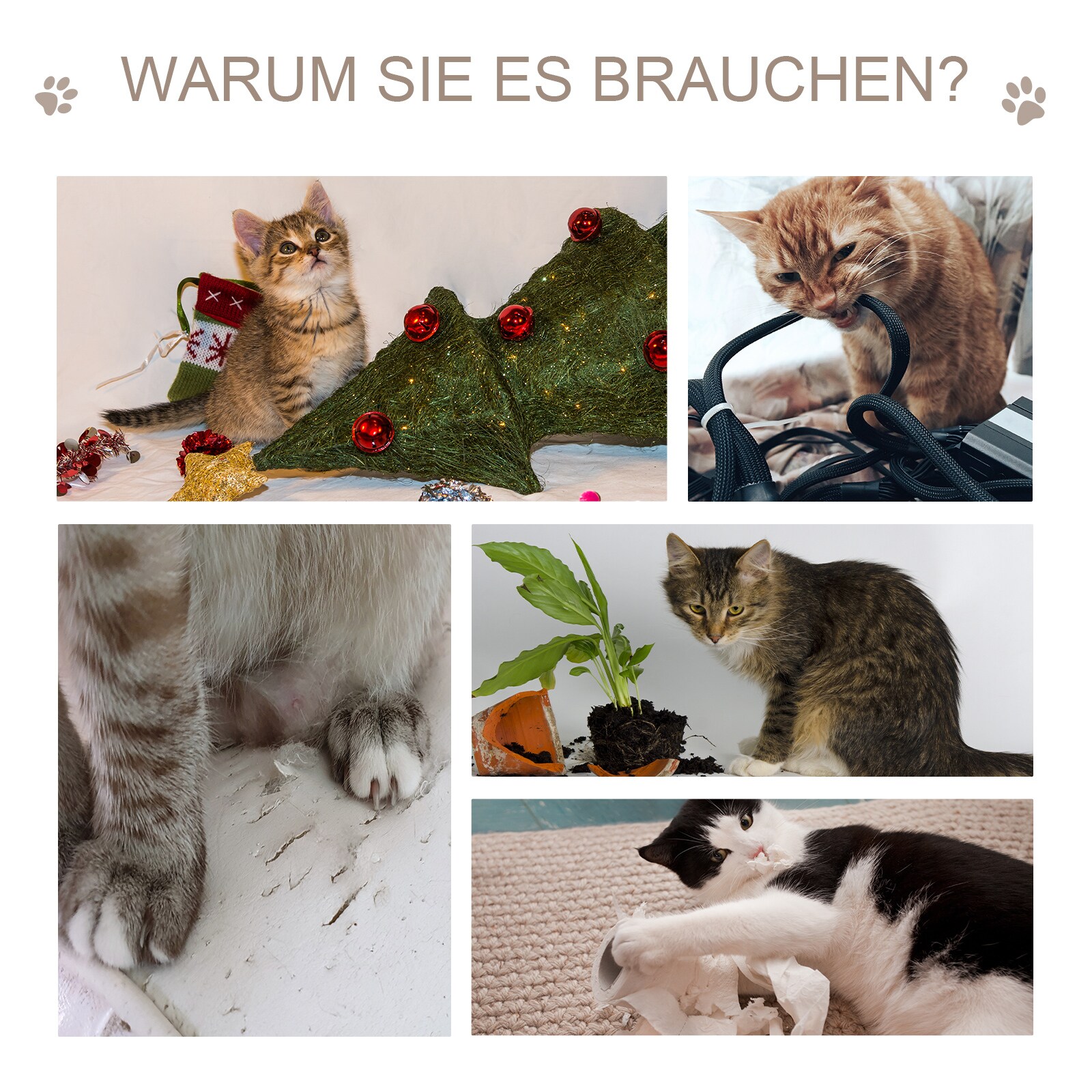 PawHut Katzenkratzbaum mit 4 Ebenen und einer Versteckbox 60 x 40 x 120 cm (LxBxH)