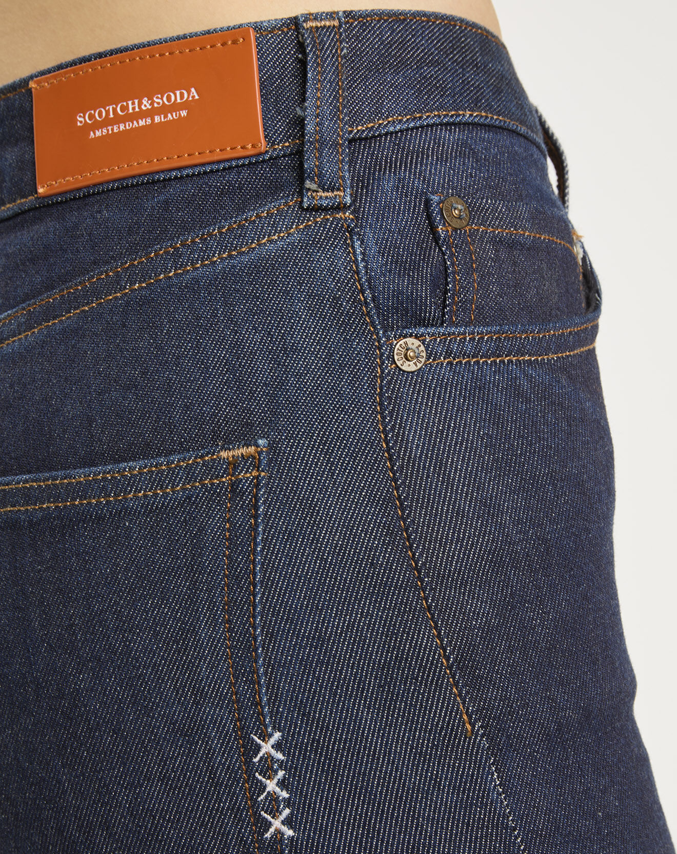 Scotch & Soda Jean Taille haute Crop Boot bleu foncé