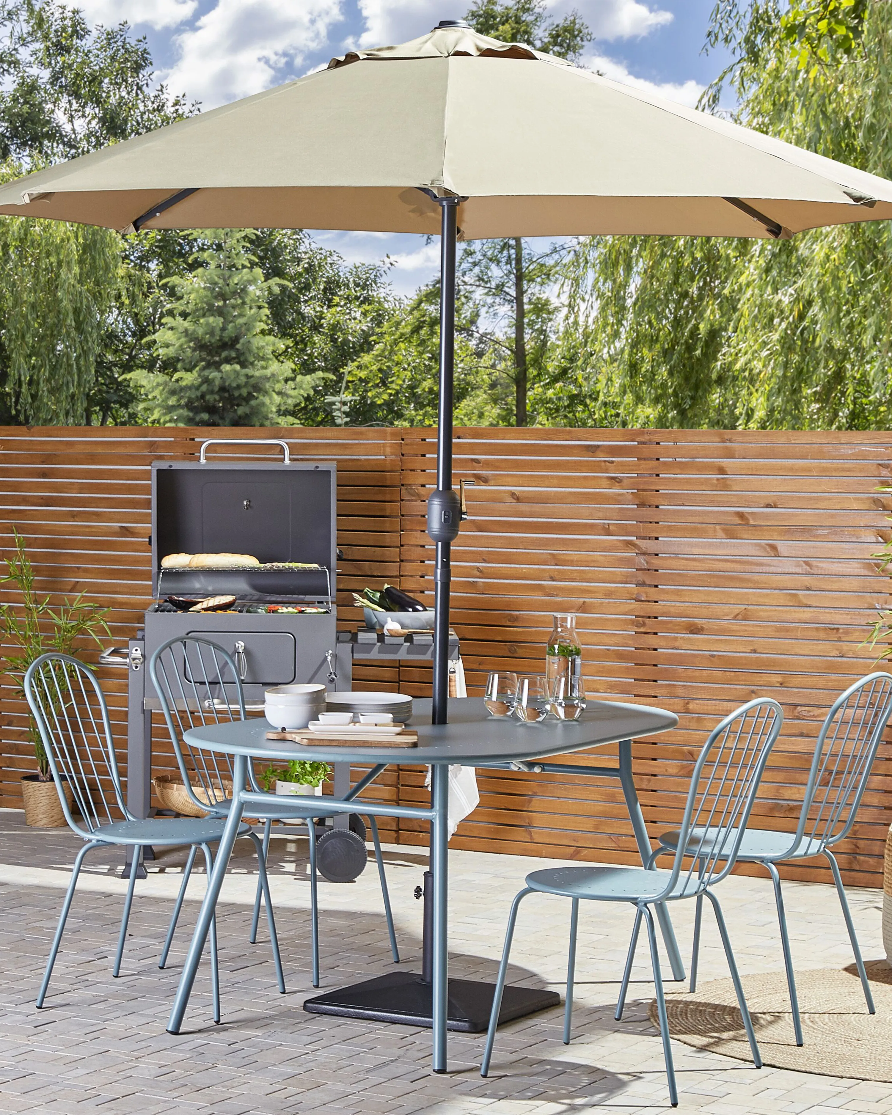 Set van 4 tuinstoelen CALVI Metaal Lichtblauw