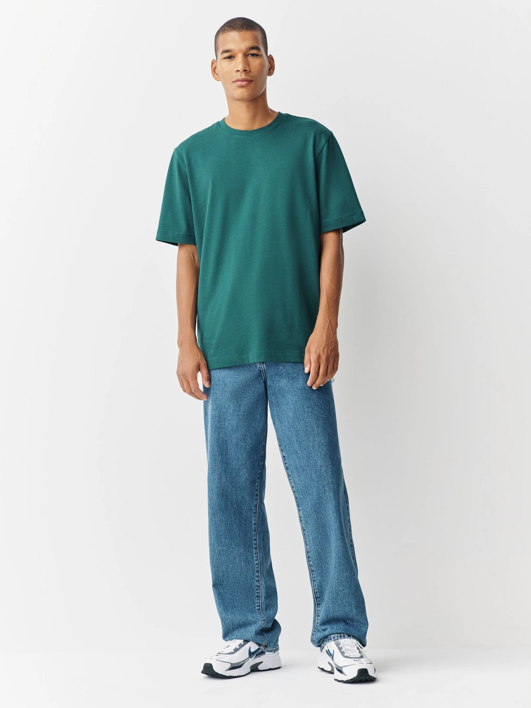 Blauwgroen - Normale Pasvorm - Zwaar T-shirt