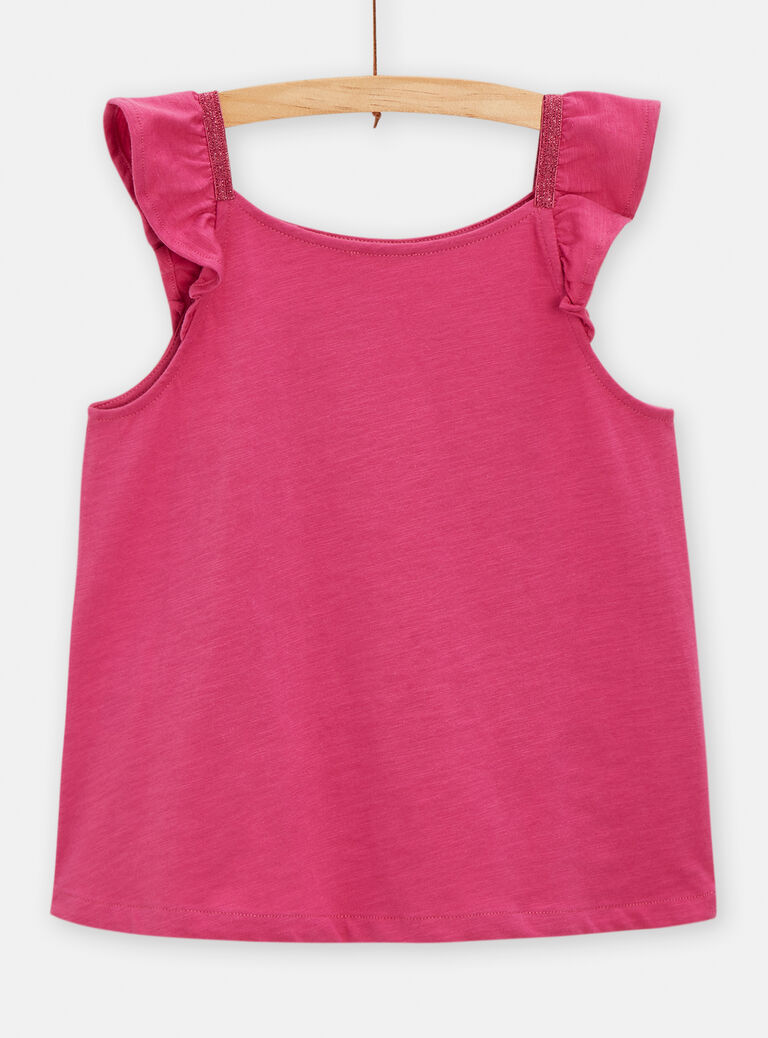 Débardeur fuchsia à volants pour fille