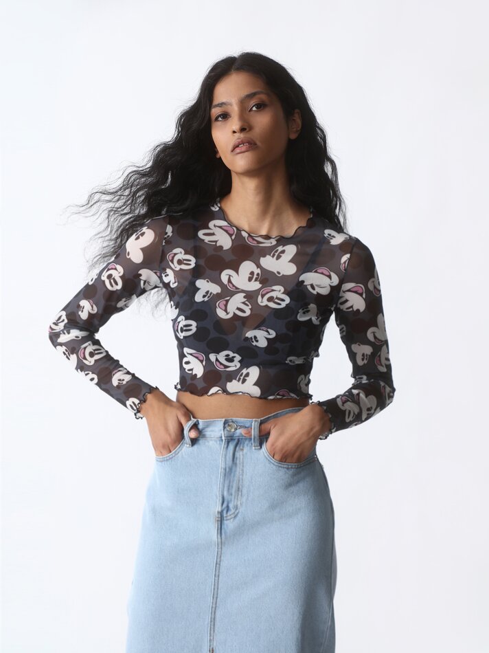 Camiseta cropped Mickey Mouse ©DS - Preta