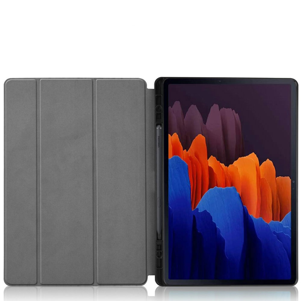 Samsung Galaxy Tab S8  Plus / Tab S7  Plus Leder Tasche Smart Cover Hülle Litchi Look   S-Pen Halterung - Grün