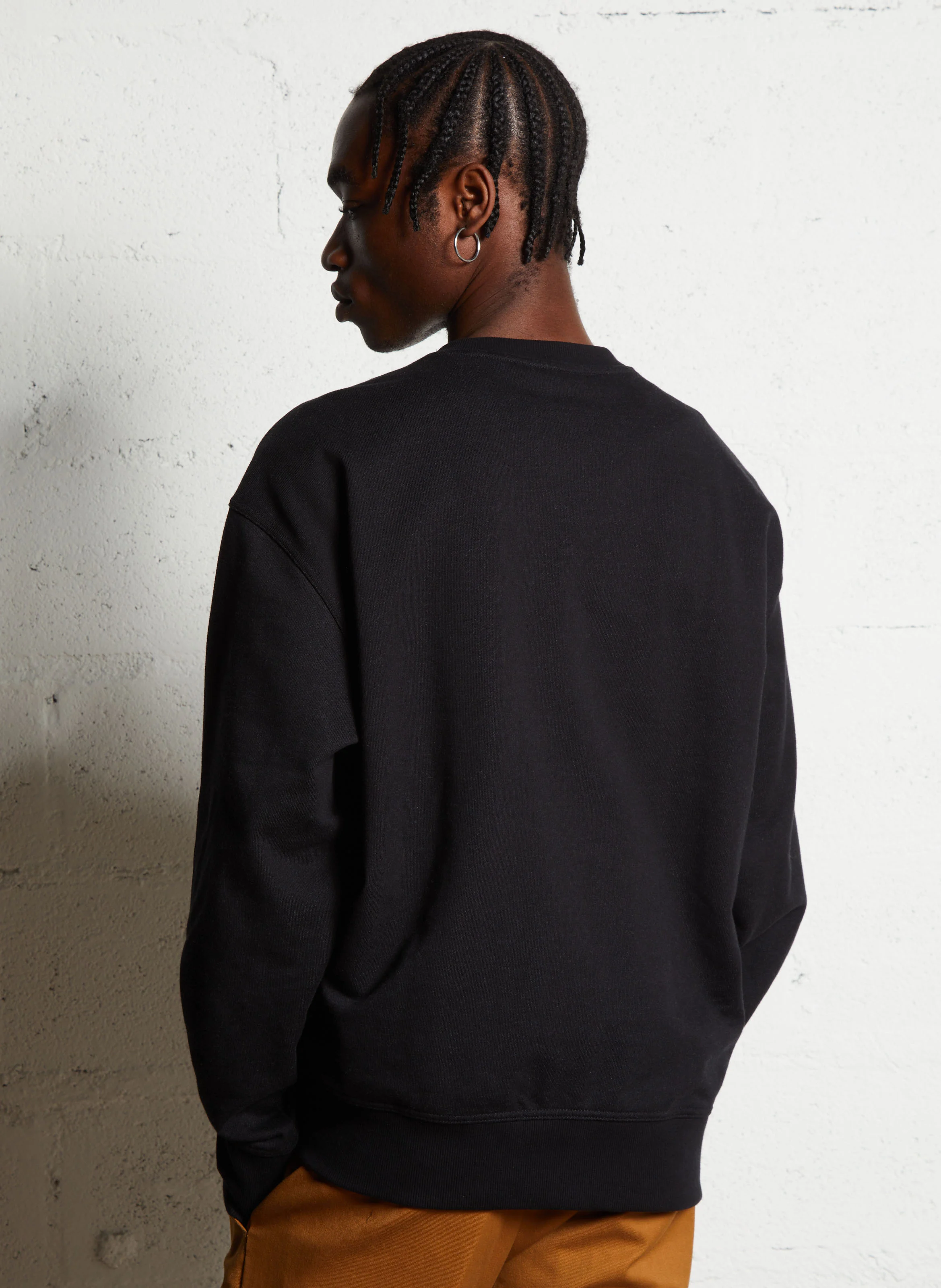CLANCY - Sweat col rond ample en coton | Noir