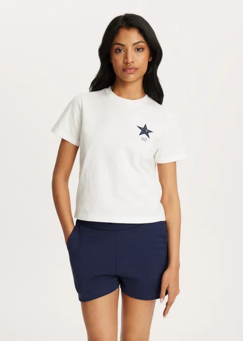 T-shirt met kanten print wit (WIT)