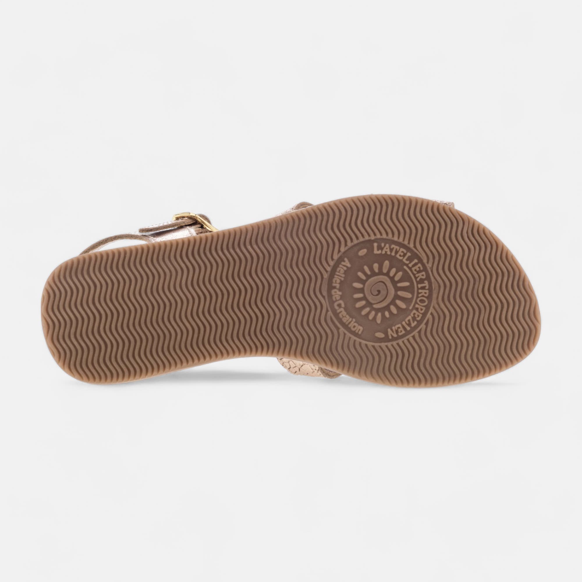 Nu-pieds Fille en cuir or