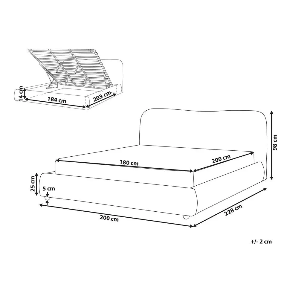 BLAGNAC - Bed met opbergruimte - Wit - 180 x 200 cm - Bouclé