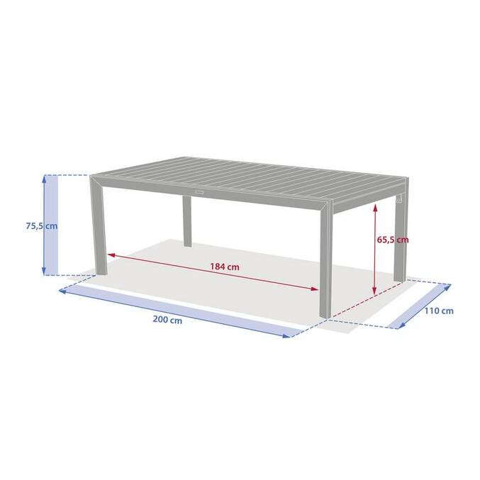 Table de jardin extensible rectangulaire EVASION Lin / Argile