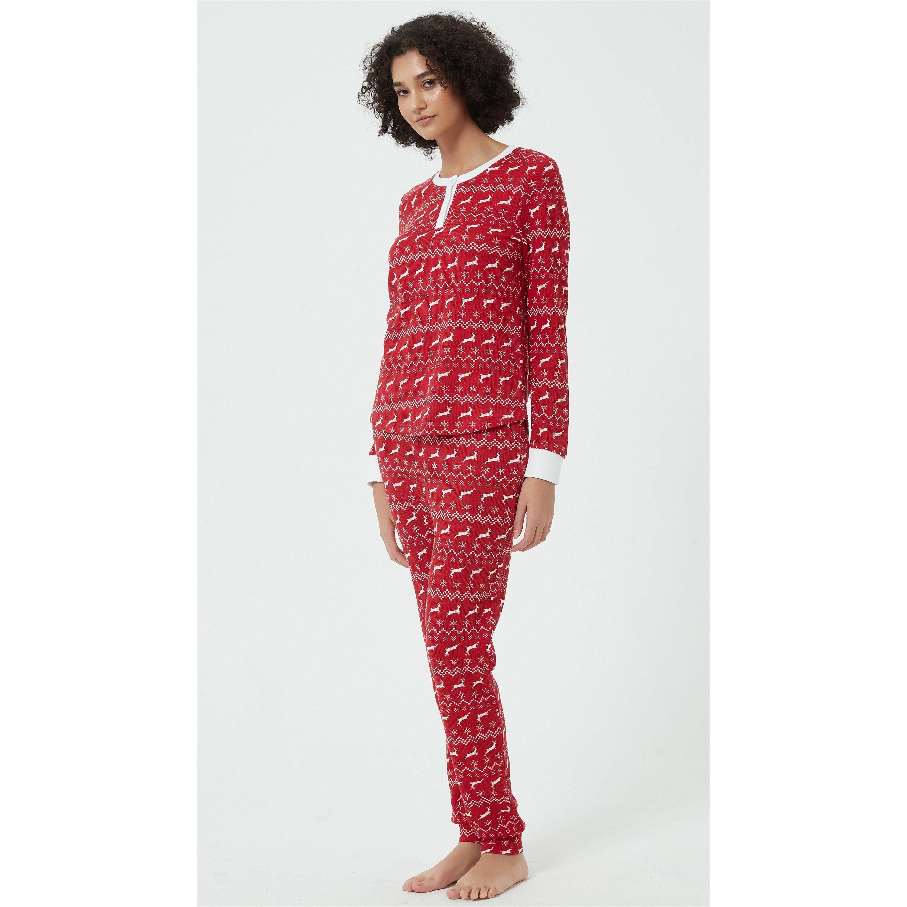 Linea Ladies Waffle Fairisle Pyjama Set