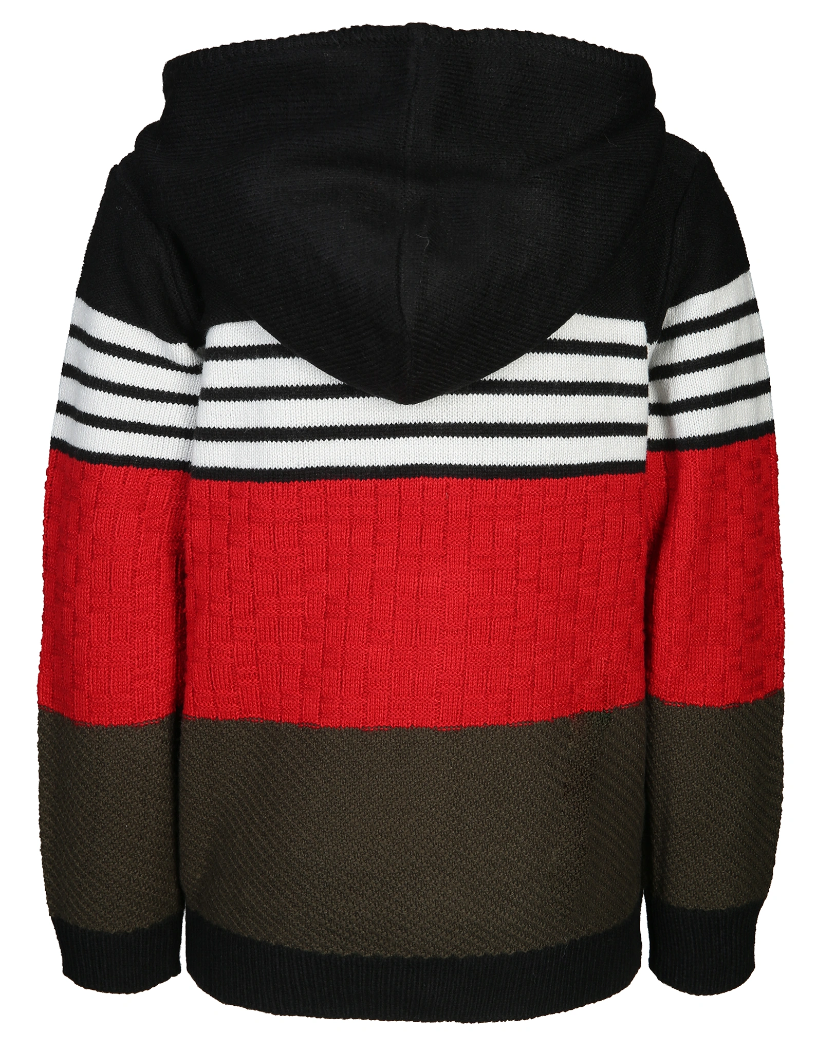 Kapuzen-Strickjacke COLORBLOCK in rot