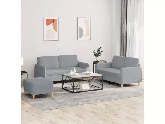 Ensemble de canapés 3 pcs avec coussins Gris clair Tissu