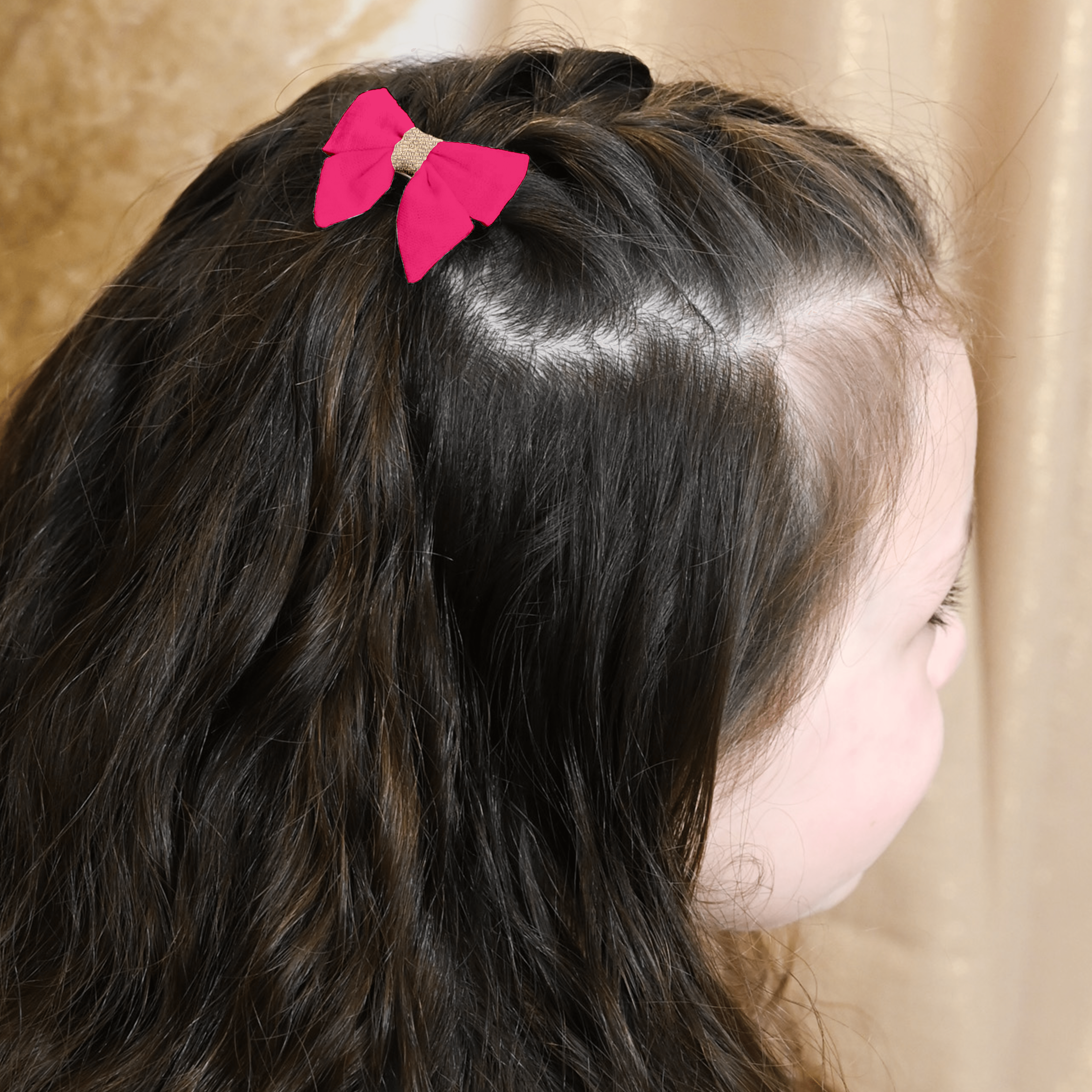 Barrette Mini Noeud Papillon Fuchsia