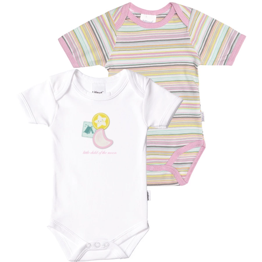 Liliput Kurzarm-Bodys 2-er Set rosa und weiß