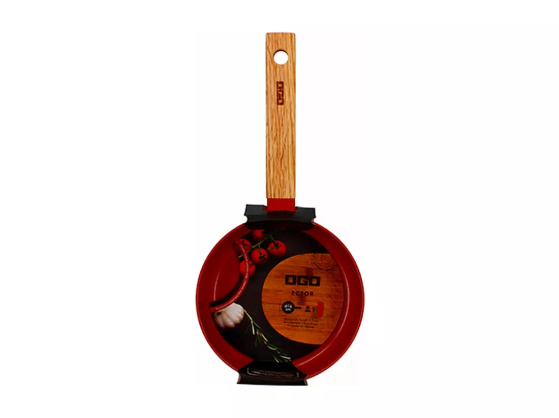 Ogo Living - Casserole Ector 16cm En Aluminium Paprika Avec Manche En Bois