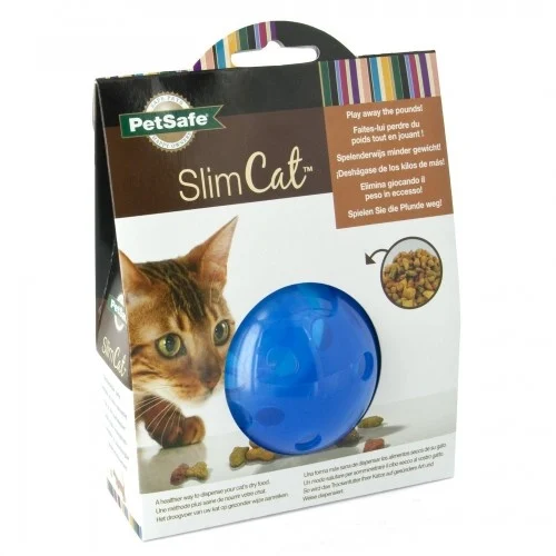 Bola dispensadora de petiscos Slimcat para gatos, azul