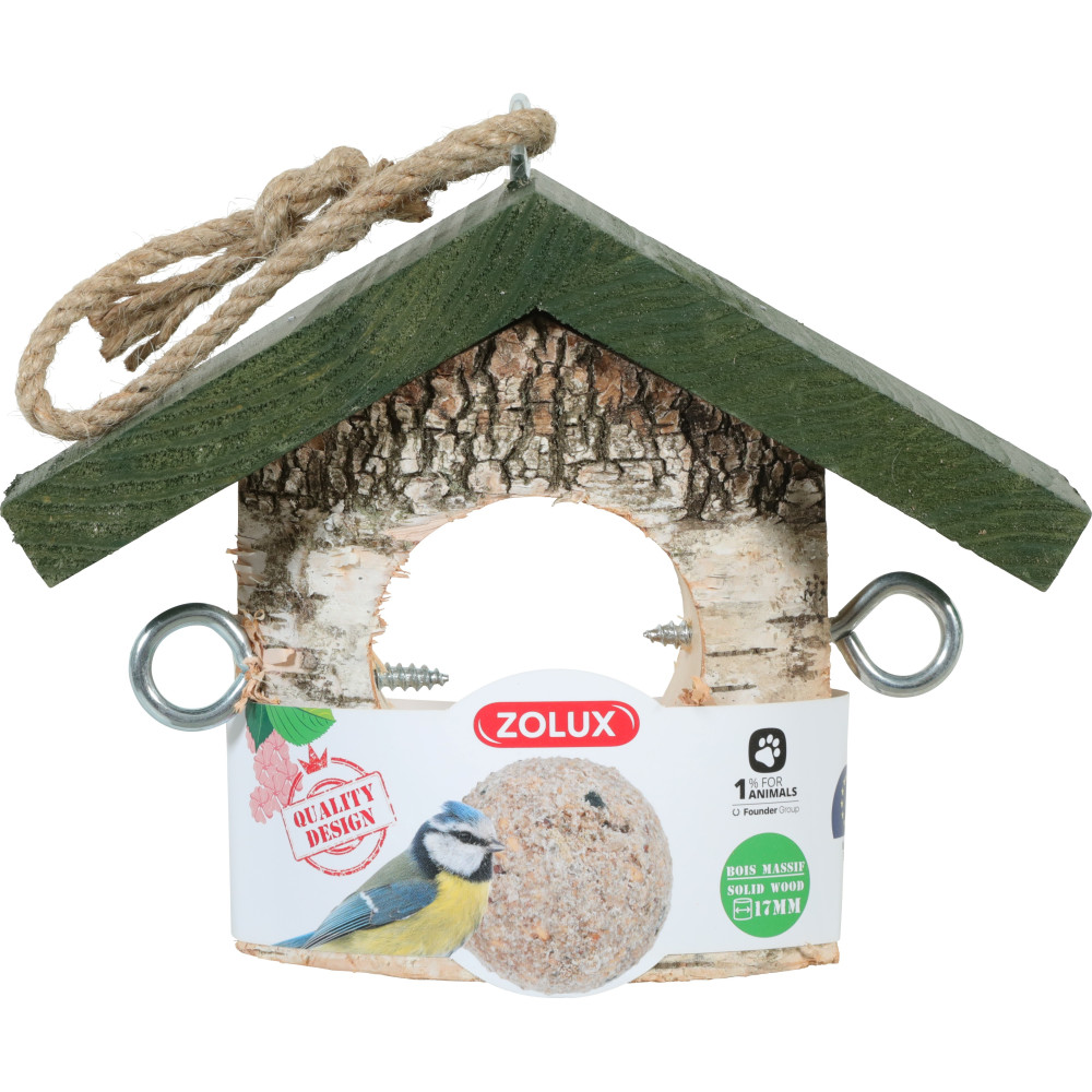 Support boule de graisse en bois massif pour oiseaux