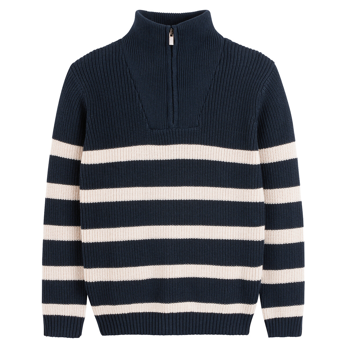 COLEÇÃO LA REDOUTE<br>Suéter listrado com gola marinheiro, tricô grosso