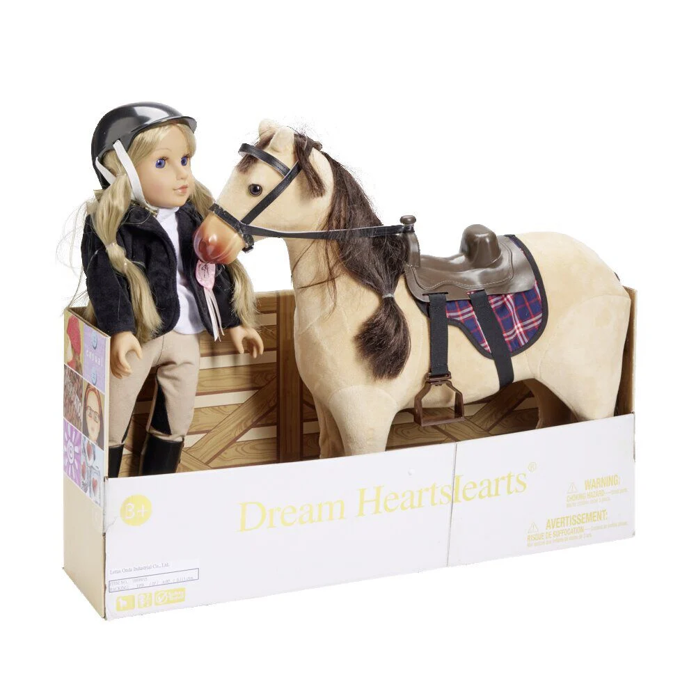 Poupée avec cheval H50cm