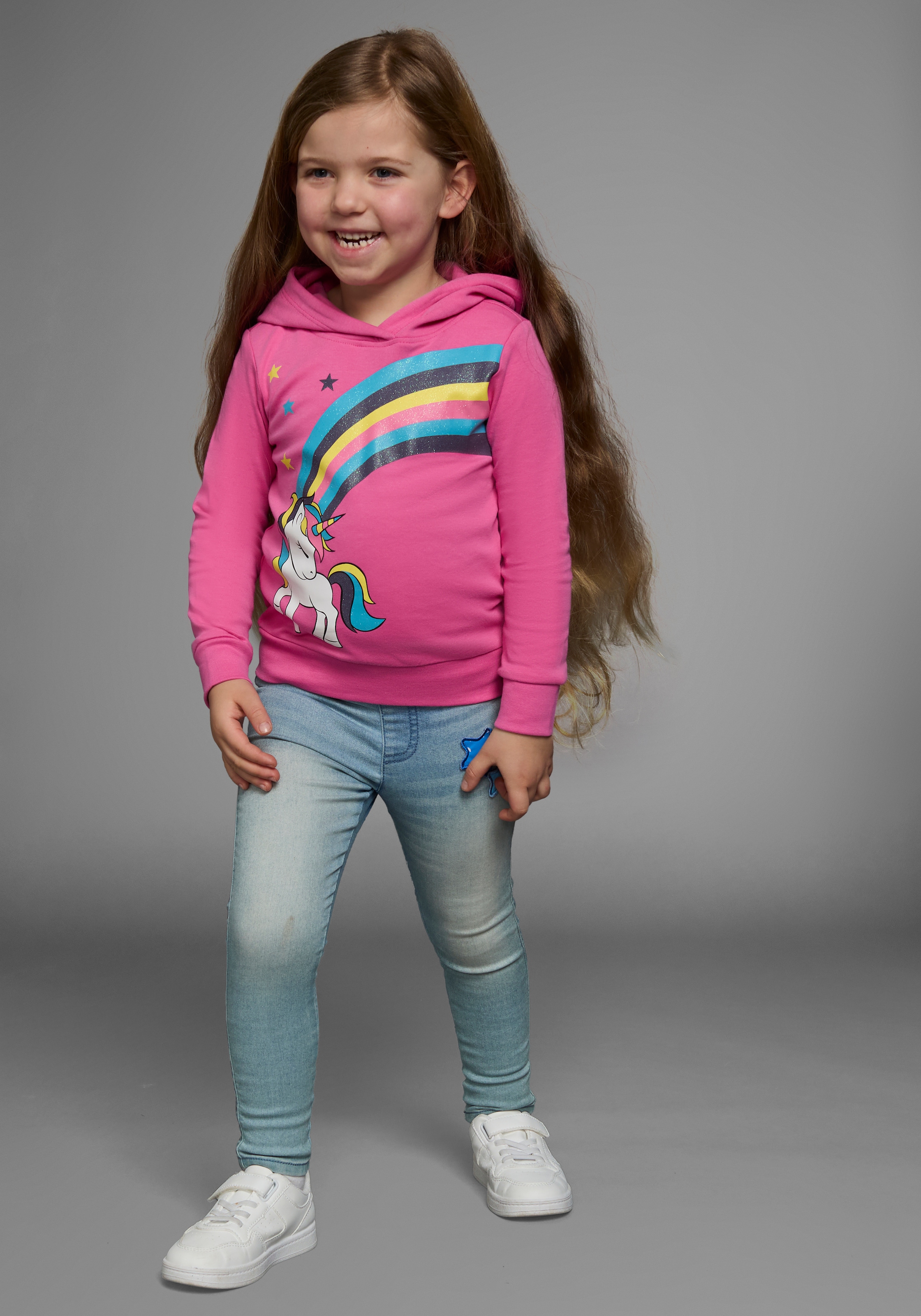 KIDSWORLD Langarmshirt »EINHORN Regenbogen« Langarm,  Basic-Passform,  bedruckt,  aus Baumwolle