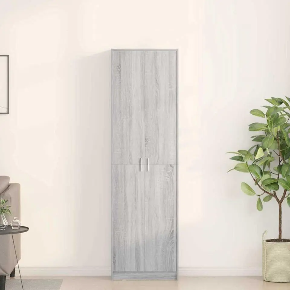 vidaXL - 2-deurs Kledingkast met planken - Hout - Grijs sonoma - 55x25x189 cm
