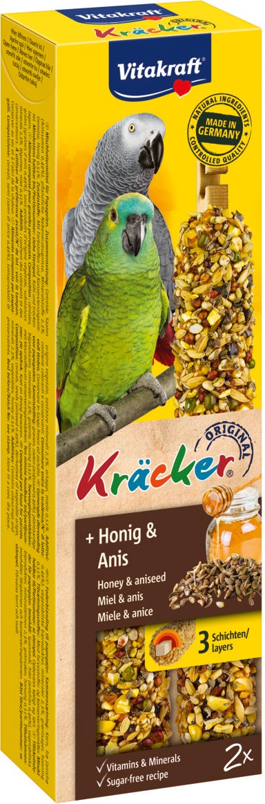 Vitakraft vogelsnack Kräcker papegaai honing en anijs 2 stuks