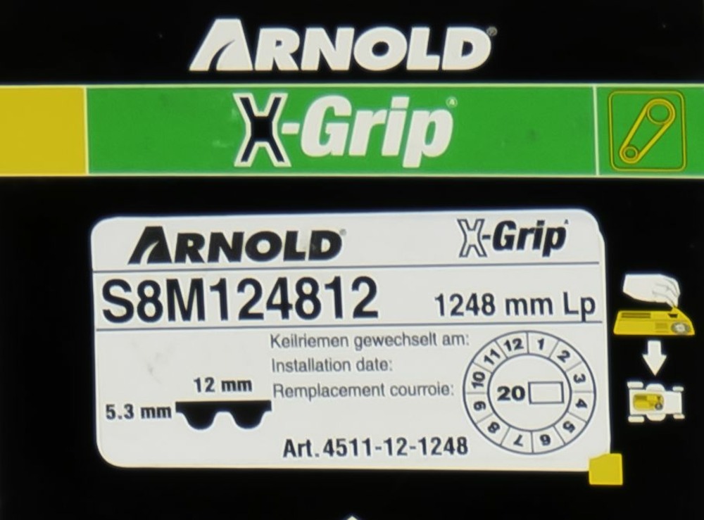 Courroie dentée trapézoïdale x-grip de type 120s8m1248