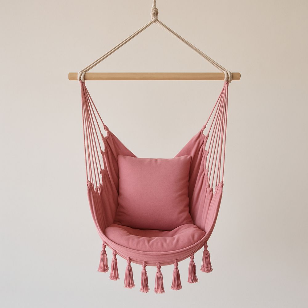 Hängesessel Sitzfläche Baumwolle Rosa mit Kissen