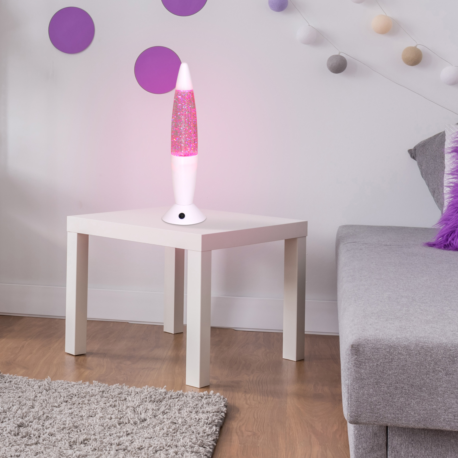 LED-Glitter-Leuchte - weiß - 36 cm hoch