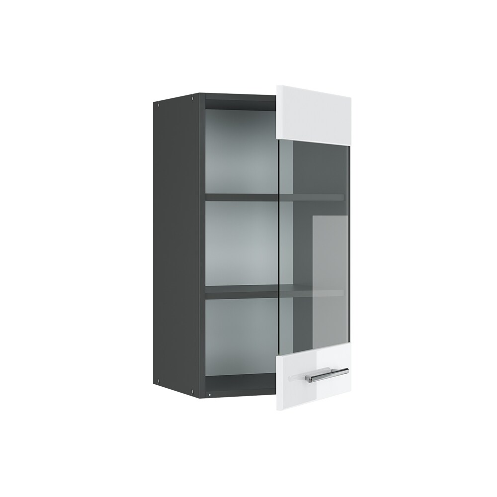 VICCO Hängeglasschrank 40 cm Weiß Hochglanz Küchenschrank Hängeschrank Küchenzeile Fame-Line
