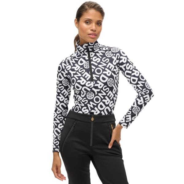 T-shirt thermique SUPERDRY BASE LAYER HALF ZIP TOP SUPERDRY MONOGRAM BLACK